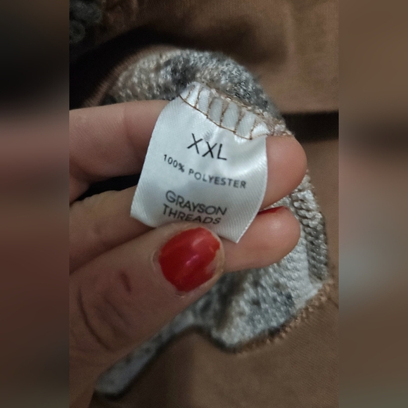 GRAYSON THREADS Leopard print sherpa/fleece pullover 1/4 zip jacket. Size XXL - Picture 9 of 13